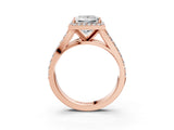 Rose gold Princess Cut Diamond Split Shank Halo Ring with Four-Prong Setting_61