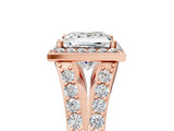 Rose gold Princess Cut Diamond Split Shank Halo Ring with Four-Prong Setting_63