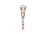 Rose gold Princess Cut Diamond Split Shank Pavé Engagement Ring with Four-Prong Setting_100