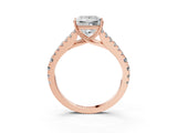 Rose gold Princess Cut Diamond Split Shank Pavé Engagement Ring with Four-Prong Setting_101