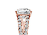 Rose gold Princess Cut Diamond Split Shank Pavé Engagement Ring with Four-Prong Setting_103