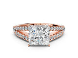 Rose gold Princess Cut Diamond Split Shank Pavé Engagement Ring with Four-Prong Setting_98