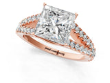 Rose gold Princess Cut Diamond Split Shank Pavé Engagement Ring with Four-Prong Setting_99