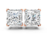 Rose gold Princess Cut Diamond Stud Earrings_392