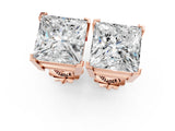 Rose gold Princess Cut Diamond Stud Earrings_393