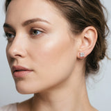 Rose gold Princess Cut Diamond Stud Earrings_398