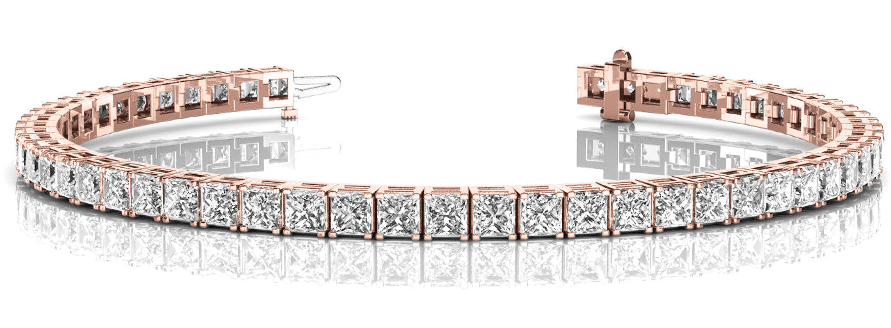 Rose gold Princess Cut Diamond Tennis Bracelet with Channel Setting