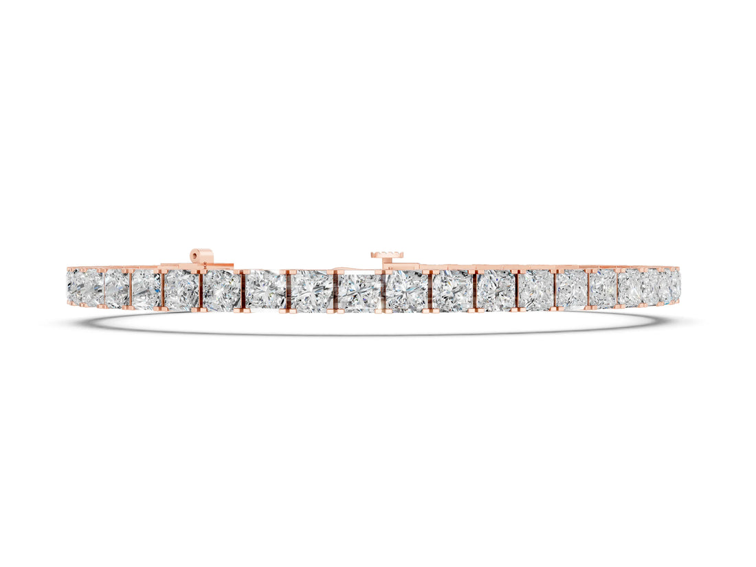 Rose gold Princess Cut Diamond Tennis Bracelet with Channel Setting_3