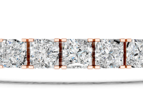 Rose gold Princess Cut Diamond Tennis Bracelet with Channel Setting
