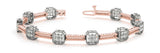 Rose gold Princess Cut Diamond Tennis Bracelet with Rope Band and Bezel Setting
