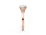 Rose gold Princess Cut Diamond Three-Stone Engagement Ring with Prong Setting and Pavé Band_5