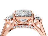 Rose gold Princess Cut Diamond Three-Stone Engagement Ring with Prong Setting and Pavé Band_7