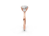 Rose gold Princess Cut Diamond Three-Stone Ring with Pear Side Stones and Four-Prong Setting_90