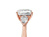 Rose gold Princess Cut Diamond Three-Stone Ring with Pear Side Stones and Four-Prong Setting_93