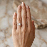 Rose gold Princess Cut Diamond Three-Stone Ring with Pear  Side Stones and Prong Setting_100