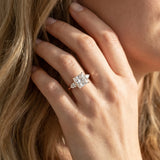 Rose gold Princess Cut Diamond Three-Stone Ring with Pear  Side Stones and Prong Setting_102