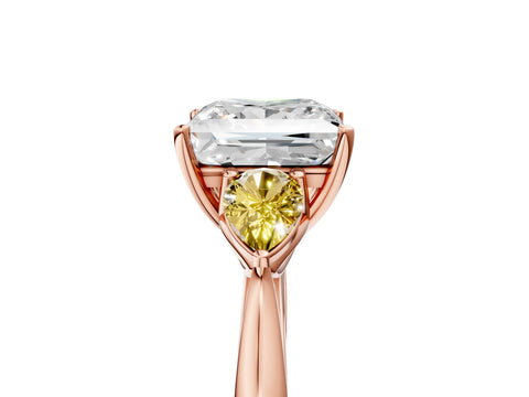 Rose gold Princess Cut Diamond Three-Stone Ring with Pear with Yellow Sapphire side stone Side Stones and Prong Setting_5