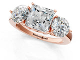 Rose gold Princess Cut Diamond Three-Stone Ring with Prong Setting and Classic Band_112