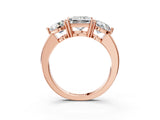 Rose gold Princess Cut Diamond Three-Stone Ring with Prong Setting and Classic Band_114