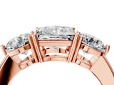 Rose gold Princess Cut Diamond Three-Stone Ring with Prong Setting and Classic Band_115