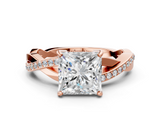 Rose gold Princess Cut Diamond Twisted Band Engagement Ring with Prong Setting_15