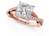 Rose gold Princess Cut Diamond Twisted Band Engagement Ring with Prong Setting_16