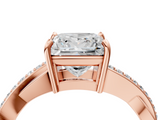 Rose gold Princess Cut Diamond Twisted Band Engagement Ring with Prong Setting_19