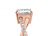 Rose gold Princess Cut Diamond Twisted Band Engagement Ring with Prong Setting_20
