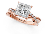 Rose gold Princess Cut Diamond Twisted Band with Pavé Setting and Four-Prong Setting_34