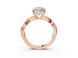 Rose gold Princess Cut Diamond Twisted Band with Pavé Setting and Four-Prong Setting_36
