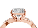 Rose gold Princess Cut Diamond Twisted Band with Pavé Setting and Four-Prong Setting_37