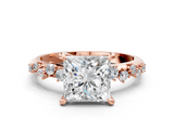 Rose gold Princess Cut Diamond Vine Band with Four-Prong Setting_68