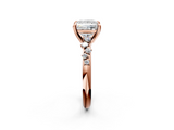 Rose gold Princess Cut Diamond Vine Band with Four-Prong Setting_70
