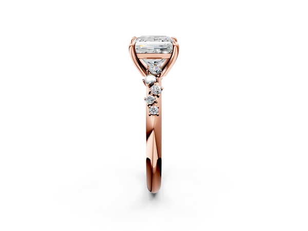 Rose gold Princess Cut Diamond Vine Band with Four-Prong Setting