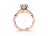 Rose gold Princess Cut Diamond with Aquamarine side stone Halo Twist Band Solitaire Prong Setting Ring_33