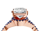 Rose gold Princess Cut Diamond with Blue Sapphire side stone Halo Twist Band Solitaire Prong Setting Ring_46