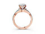 Rose gold Princess Cut Diamond with Blue Topaz side stone Halo Twist Band Solitaire Prong Setting Ring_33