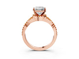 Rose gold Princess Cut Diamond with Citrine side stone Halo Twist Band Solitaire Prong Setting Ring_33