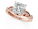 Rose gold Princess Cut Diamond with Milgrain Marquise and Bezel Accents on a Solitaire Band with Prong Setting_232