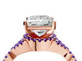 Rose gold Princess Cut Diamond with Tanzanite side stone Halo Twist Band Solitaire Prong Setting Ring_34
