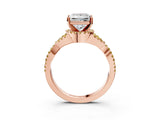 Rose gold Princess Cut Diamond with Yellow Sapphire side stone Halo Twist Band Solitaire Prong Setting Ring_27