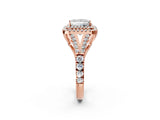 Rose gold Princess Cut Double Halo Split Shank Diamond Ring with Prong Setting_50