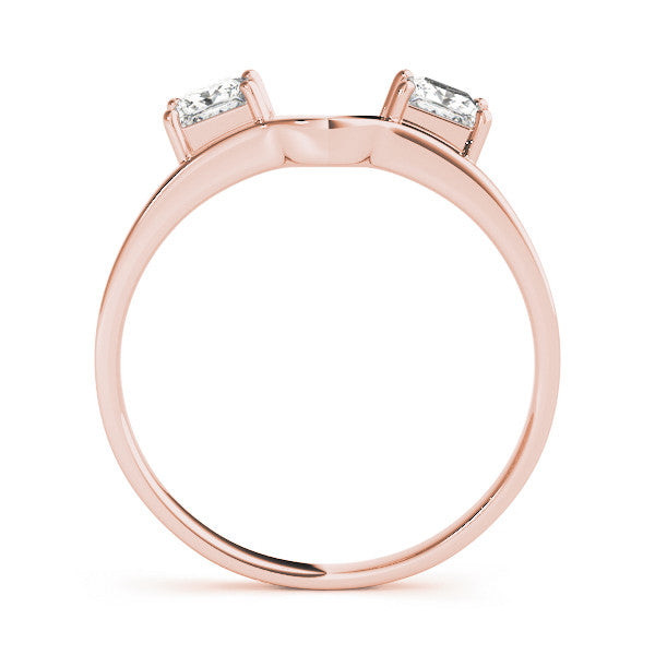 Rose gold Princess-Cut Dual Stone Open Band with Four-Prong Setting 1