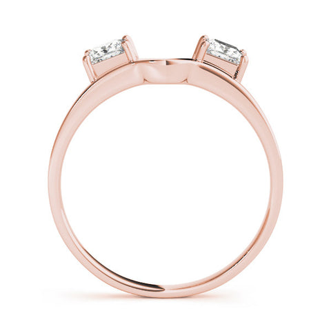Rose gold Princess-Cut Dual Stone Open Band with Four-Prong Setting 1
