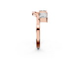 Rose gold Princess-Cut Dual Stone Open Band with Four-Prong Setting_6