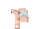 Rose gold Princess-Cut Dual Stone Open Band with Four-Prong Setting_9
