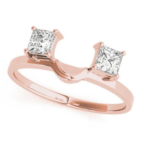 Rose gold Princess-Cut Dual Stone Open Band with Four-Prong Setting