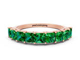 Rose gold Princess Cut Emerald Channel-Set Eternity Band with Prong Setting_6