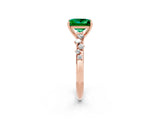 Rose gold Princess Cut Emerald Cluster Side Stone Solitaire Ring with Prong Setting_26