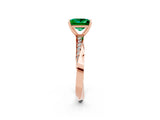 Rose gold Princess Cut Emerald Engagement Ring with Side Stone Accents and Four-Prong Setting_29